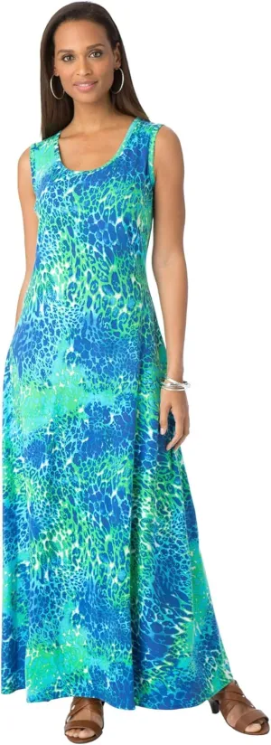 Jessica London Women's Plus Size Stretch Cotton Tank Maxi Dress