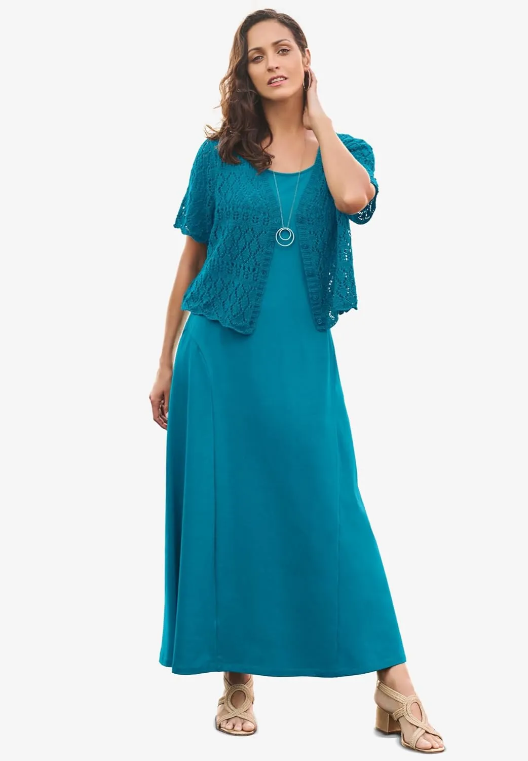 Jessica London Women's Plus Size Stretch Cotton Tank Maxi Dress