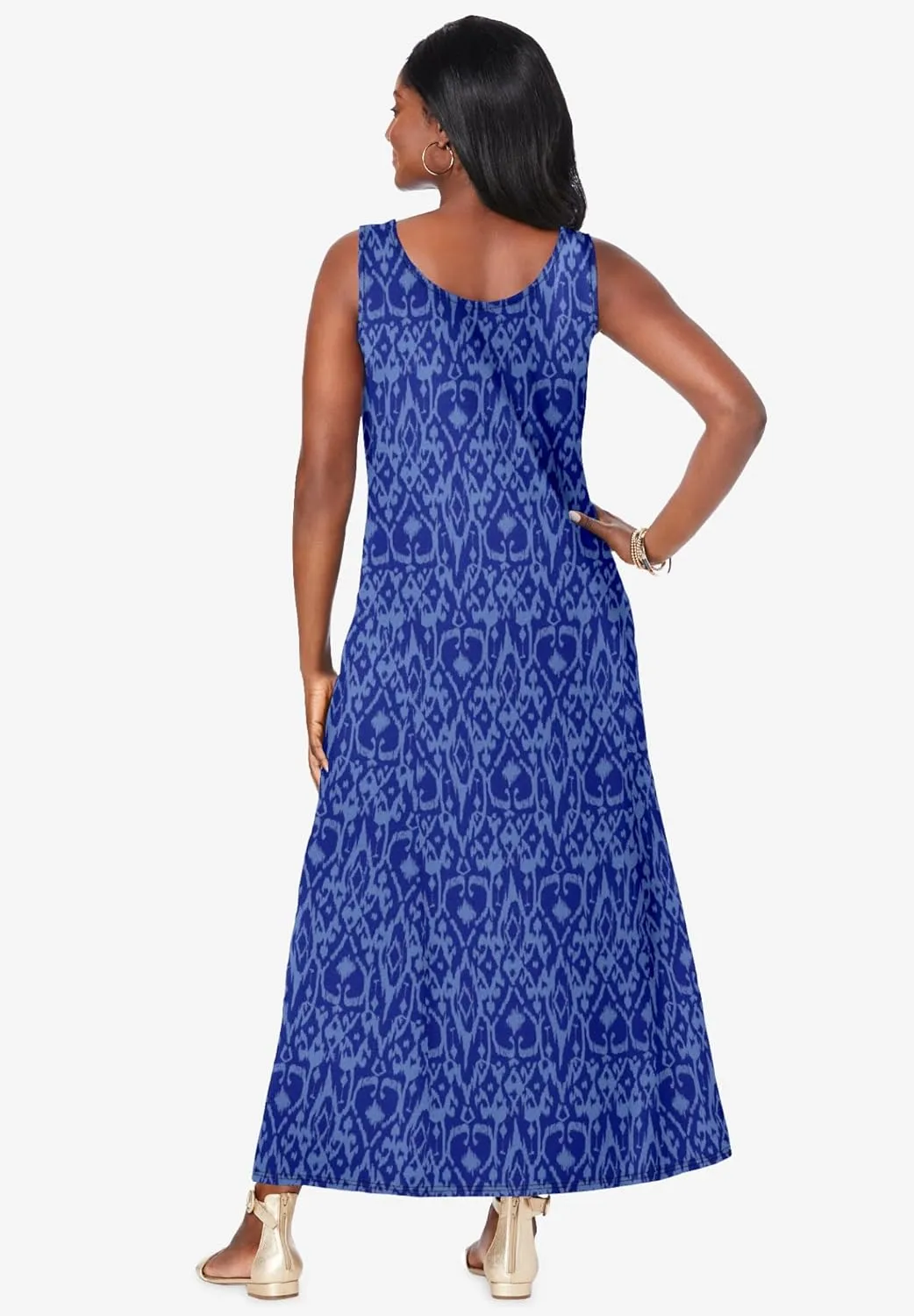 Jessica London Women's Plus Size Stretch Cotton Tank Maxi Dress