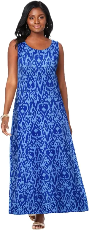 Jessica London Women's Plus Size Stretch Cotton Tank Maxi Dress