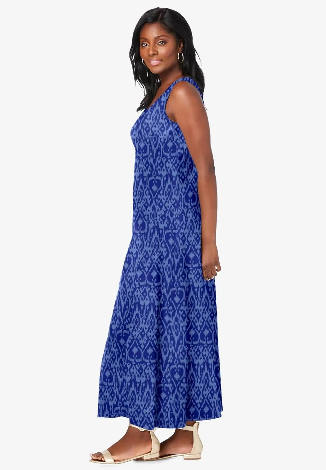 Jessica London Women's Plus Size Stretch Cotton Tank Maxi Dress