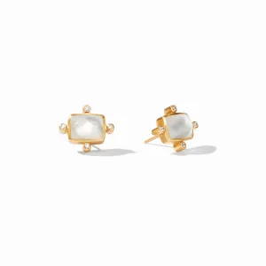 Julie Vos - Clara Stud Earring Gold - Iridescent Clear Crystal