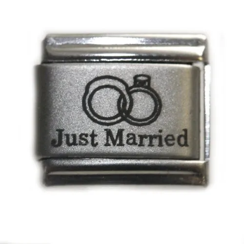Just Married Italian Link Bracelet Charm