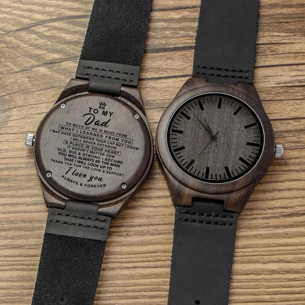 Kenon Personalized Father's Day Wooden Watches Gift for Dad Husband Man- Customized Handmade Wood Watch with Stainless Steel Strap - Graduation Valentines Christmas Birthday Gift for Men