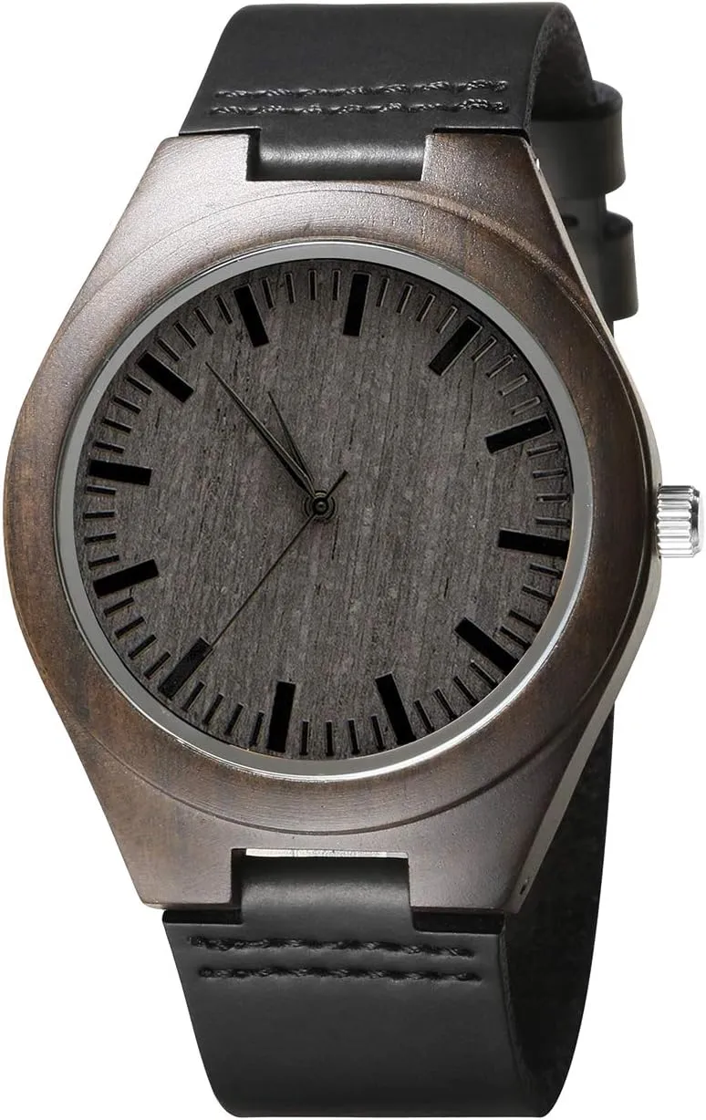 Kenon Personalized Father's Day Wooden Watches Gift for Dad Husband Man- Customized Handmade Wood Watch with Stainless Steel Strap - Graduation Valentines Christmas Birthday Gift for Men