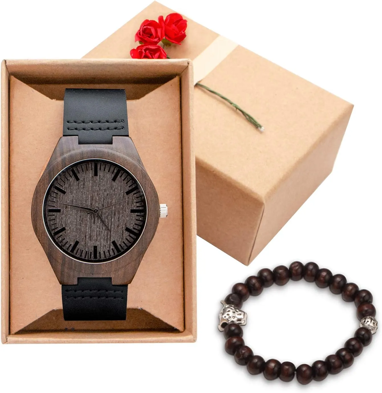 Kenon Personalized Father's Day Wooden Watches Gift for Dad Husband Man- Customized Handmade Wood Watch with Stainless Steel Strap - Graduation Valentines Christmas Birthday Gift for Men