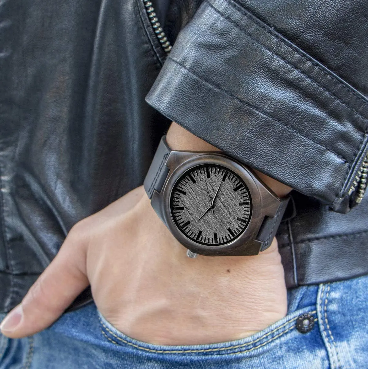 Kenon Personalized Father's Day Wooden Watches Gift for Dad Husband Man- Customized Handmade Wood Watch with Stainless Steel Strap - Graduation Valentines Christmas Birthday Gift for Men