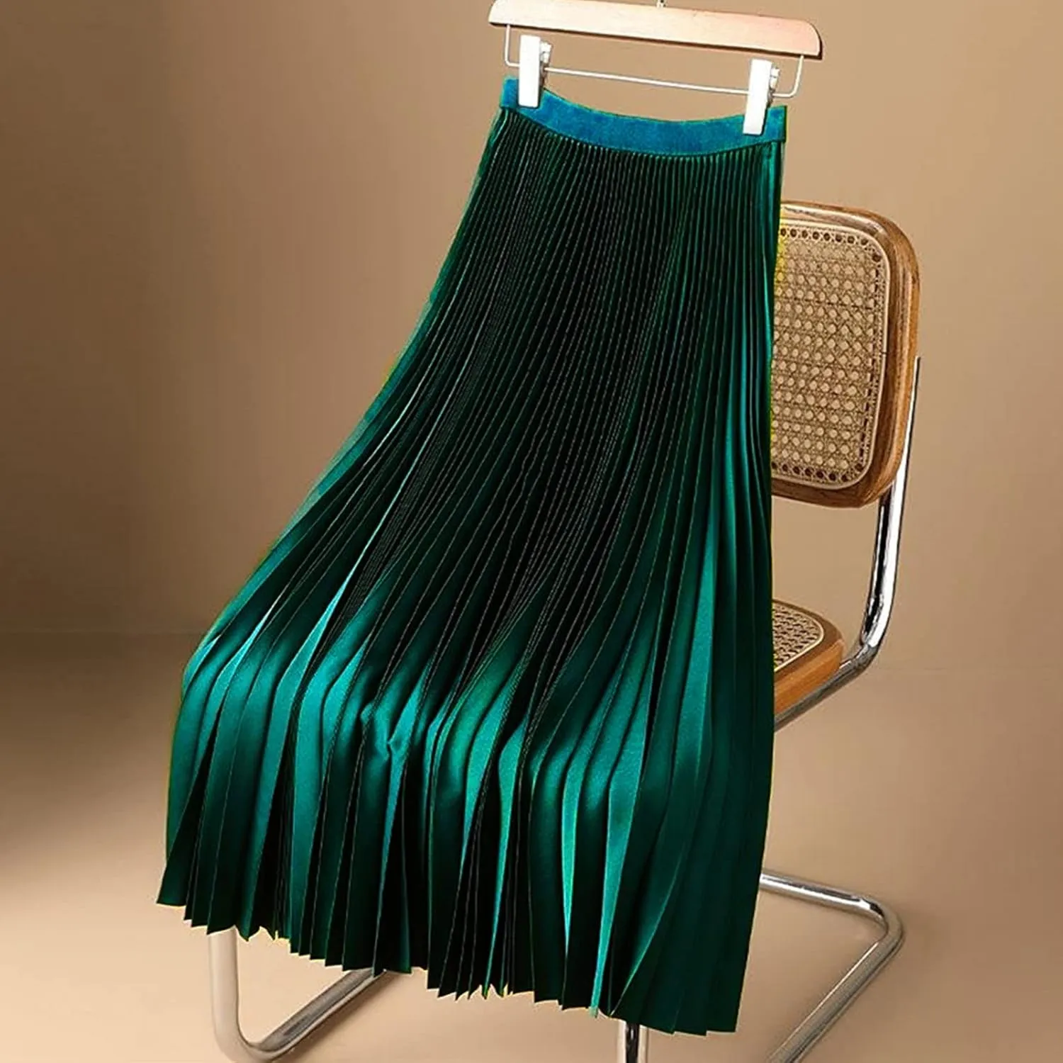 Kuluzego Ruched Plain Skort for Juniors Satin Long Oversized Skorts Women 2025 Fashion