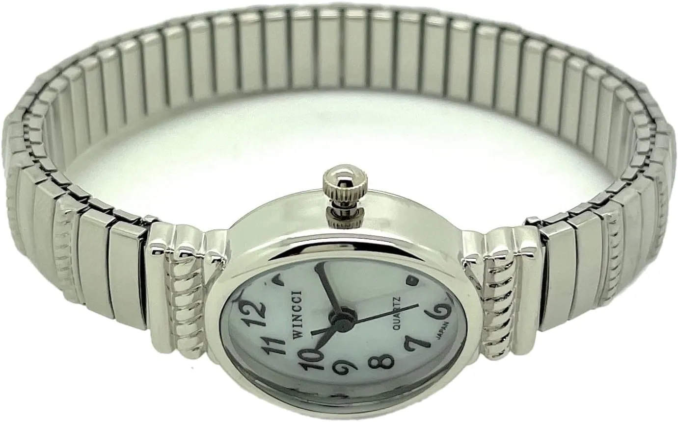 Ladies Classic Small Oval Stretch Elastic Band Analog Quartz Fashion Watch