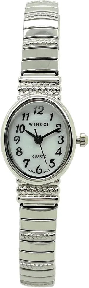 Ladies Classic Small Oval Stretch Elastic Band Analog Quartz Fashion Watch