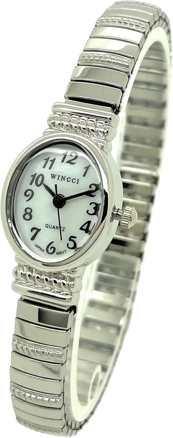 Ladies Classic Small Oval Stretch Elastic Band Analog Quartz Fashion Watch