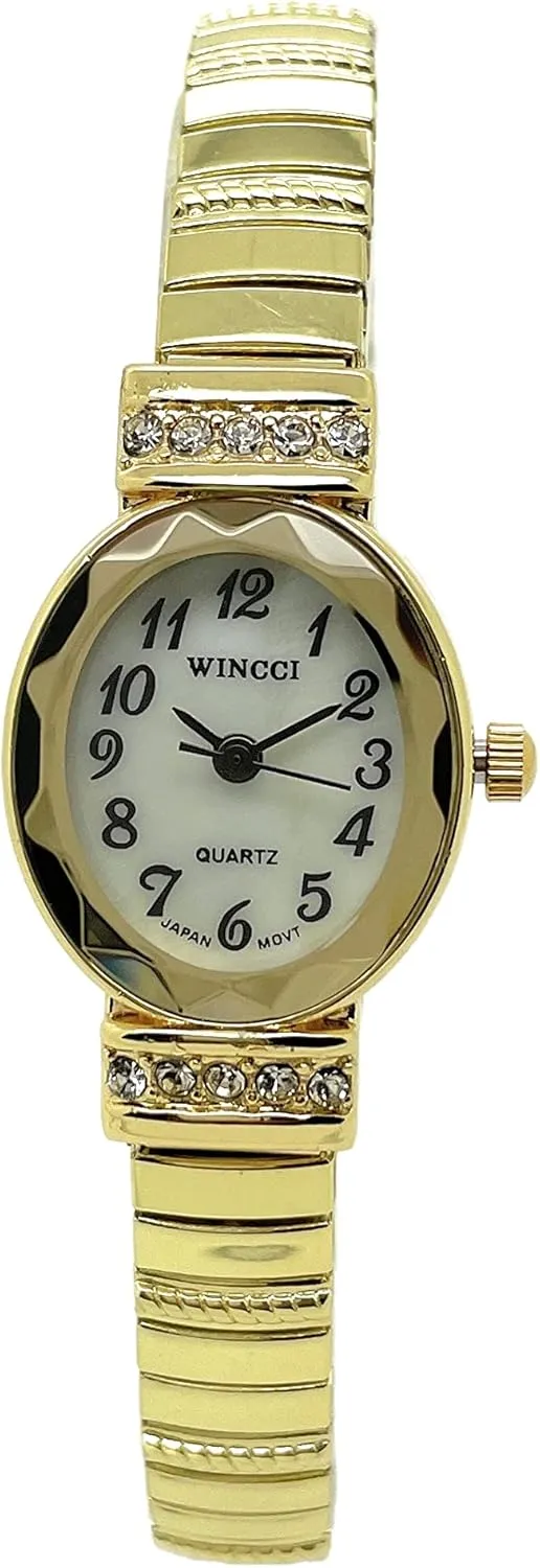 Ladies Elegant Classic Small Oval Stretch Elastic Band Analog Quartz Fashion Watch