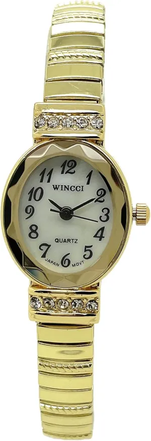 Ladies Elegant Classic Small Oval Stretch Elastic Band Analog Quartz Fashion Watch