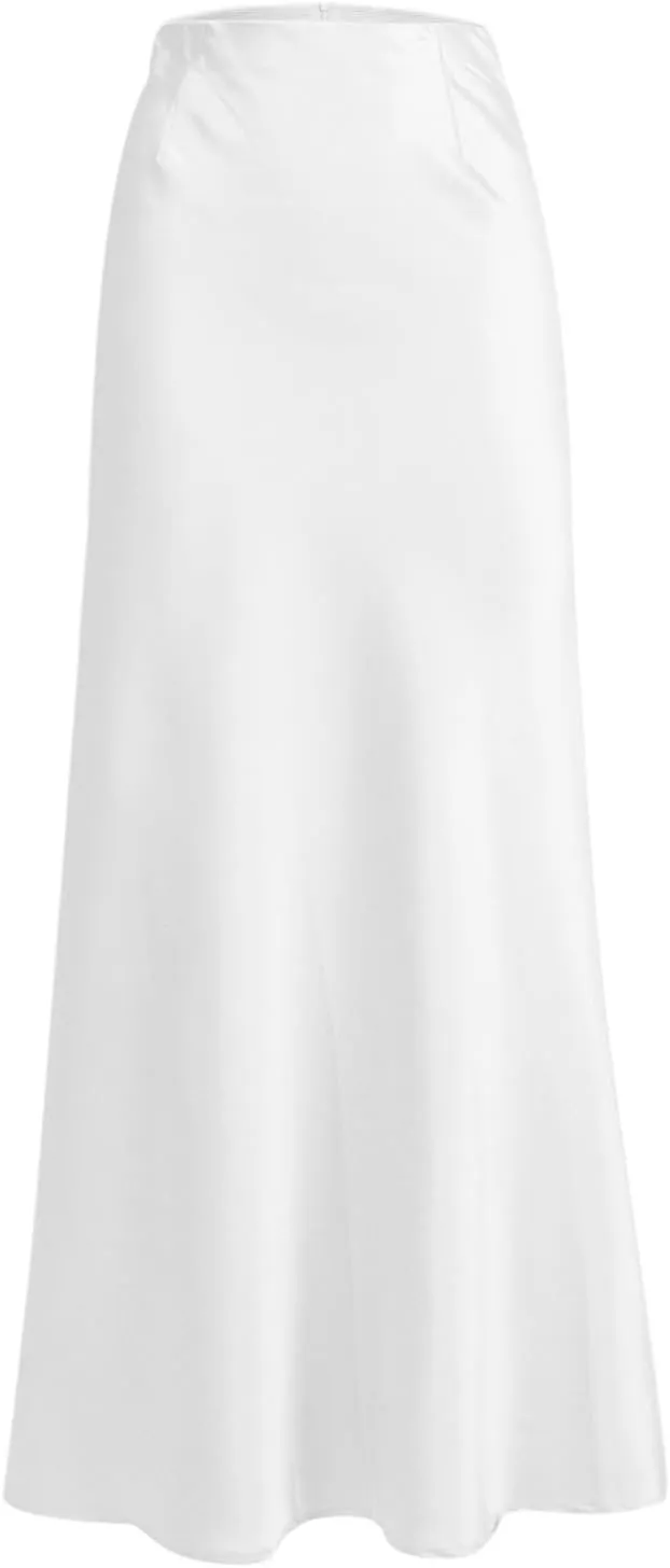 Long Pencil Skirts for Women Spring Silk Satin Maxi Skirt Strenchy Elegant Bodycon Fishtail Skirts for Cocktail Party Holiday