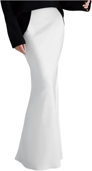 Long Pencil Skirts for Women Spring Silk Satin Maxi Skirt Strenchy Elegant Bodycon Fishtail Skirts for Cocktail Party Holiday