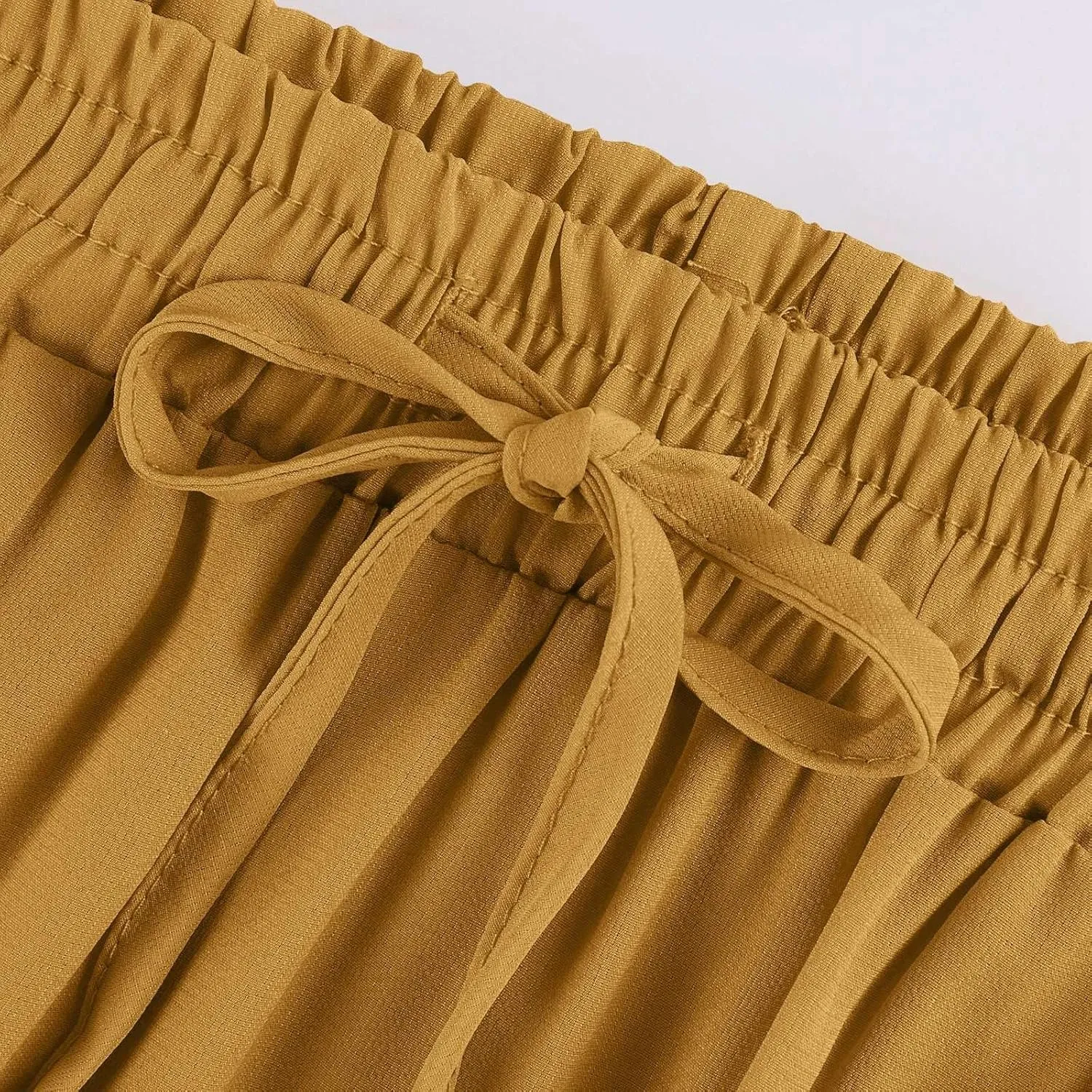 Long Skirts for Women 2025 Elastic Waist Solid Pleated Ruffle Boho Flowy A line Maxi Skirt, S-2XL