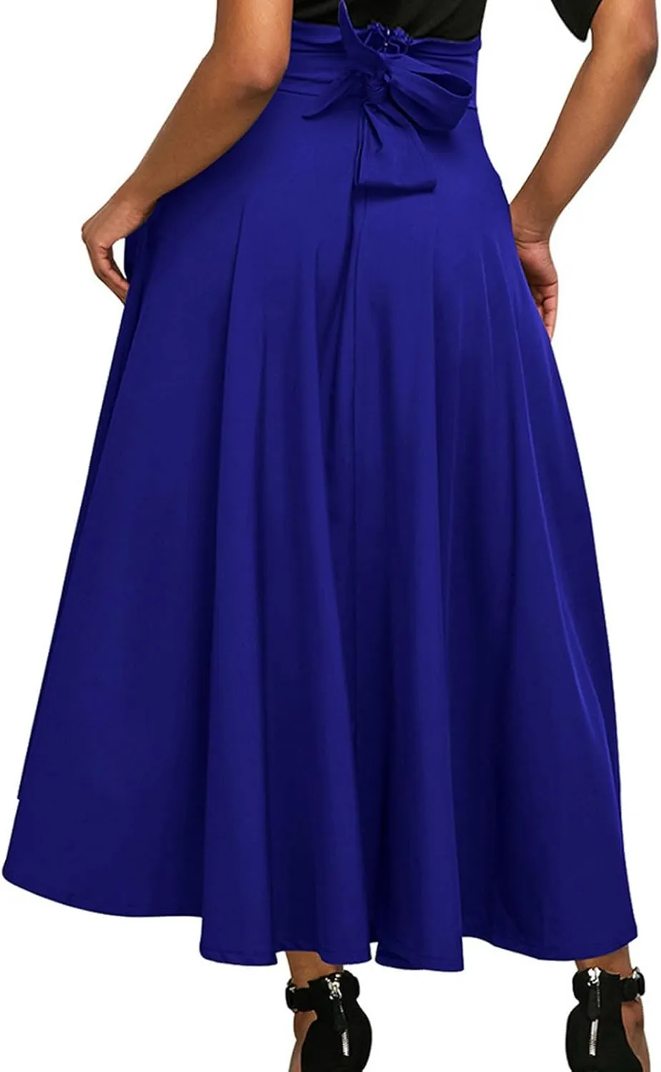 Long Skirts for Women Summer Vintage High Waist Maxi Skirt with Slit Casual Flowy Beach Wrap Skirt with Belt Pockets
