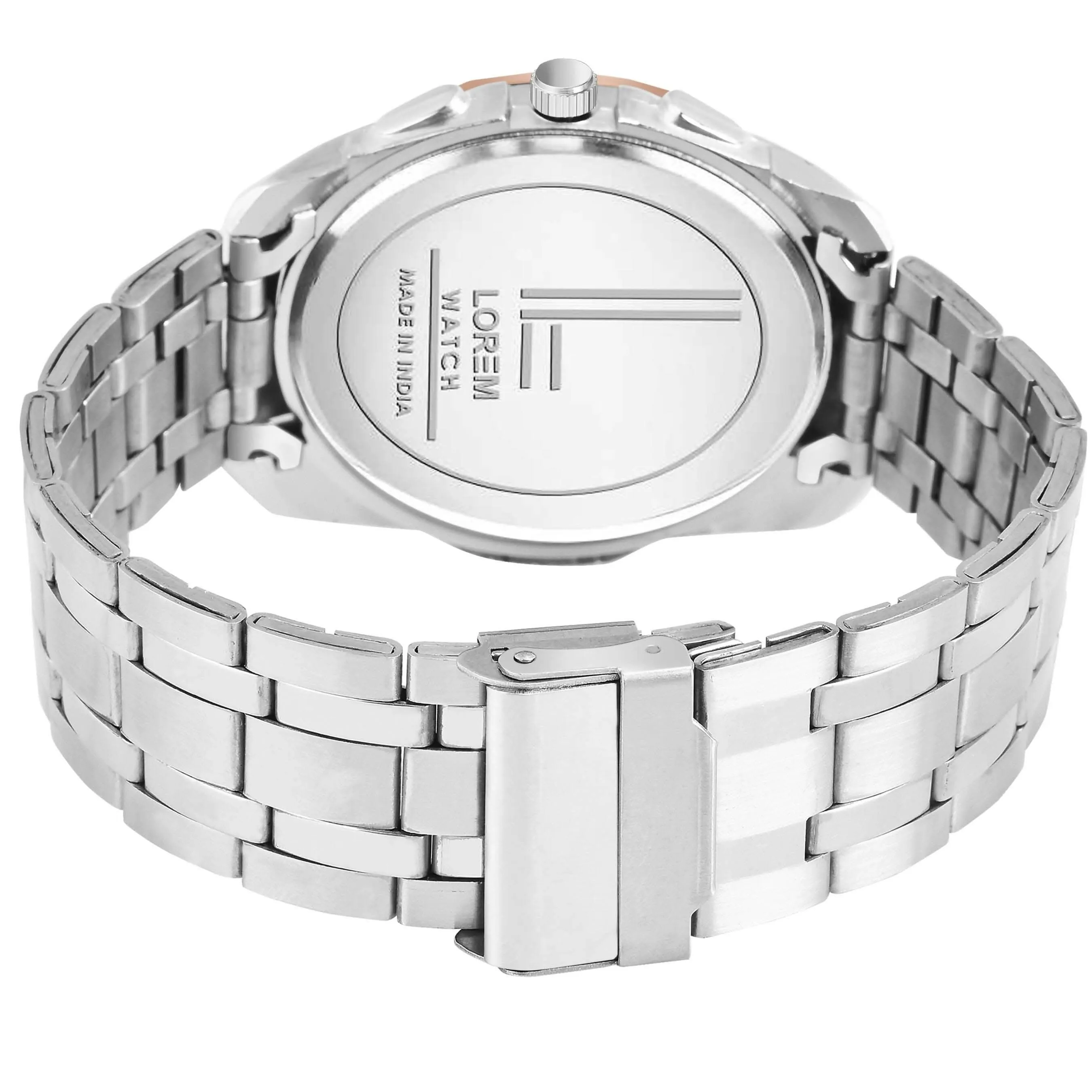 LOREM Silver & RoseGold Dummy Chronograph Metal Analog Watch For Men LR115