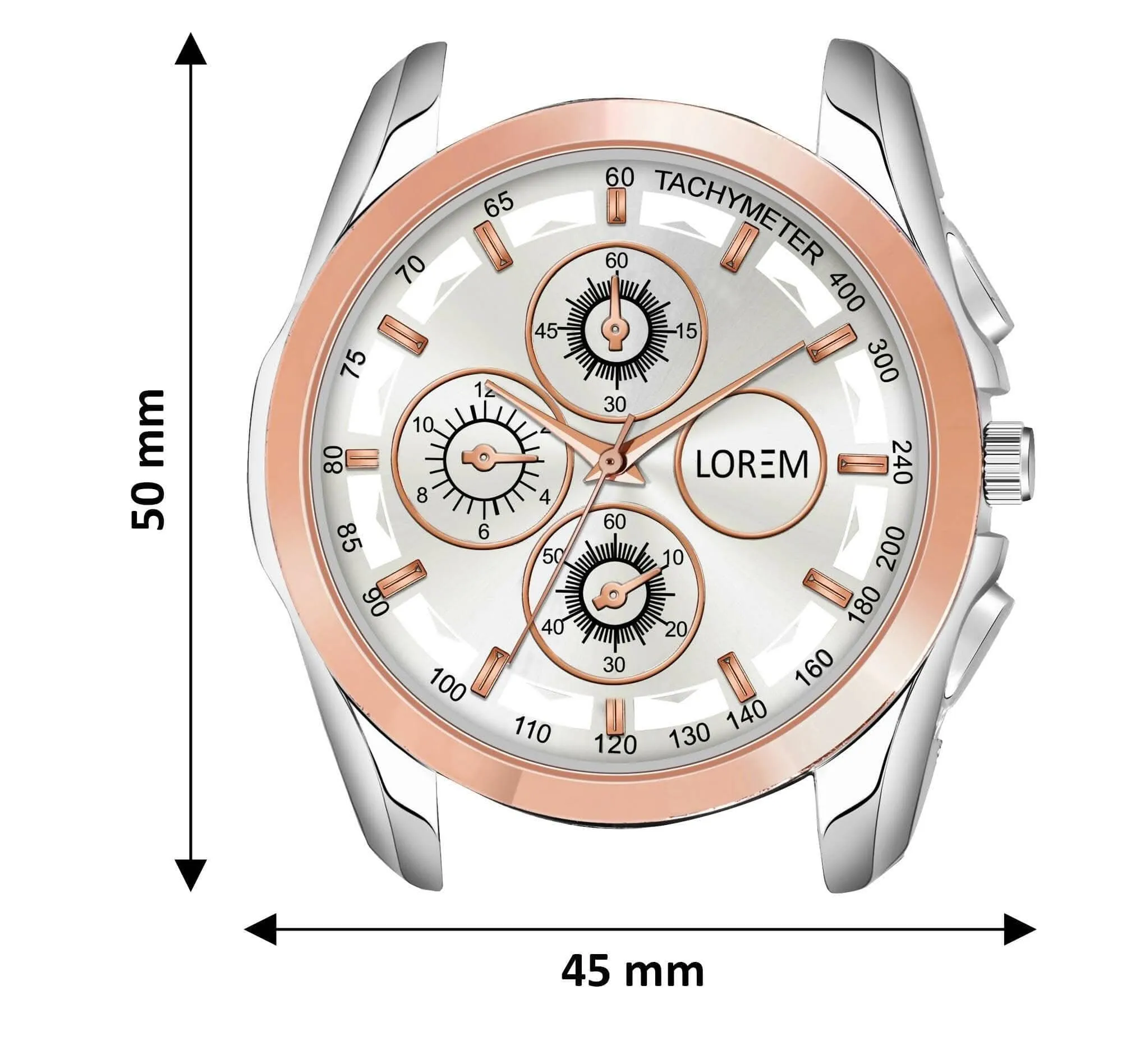 LOREM Silver & RoseGold Dummy Chronograph Metal Analog Watch For Men LR115