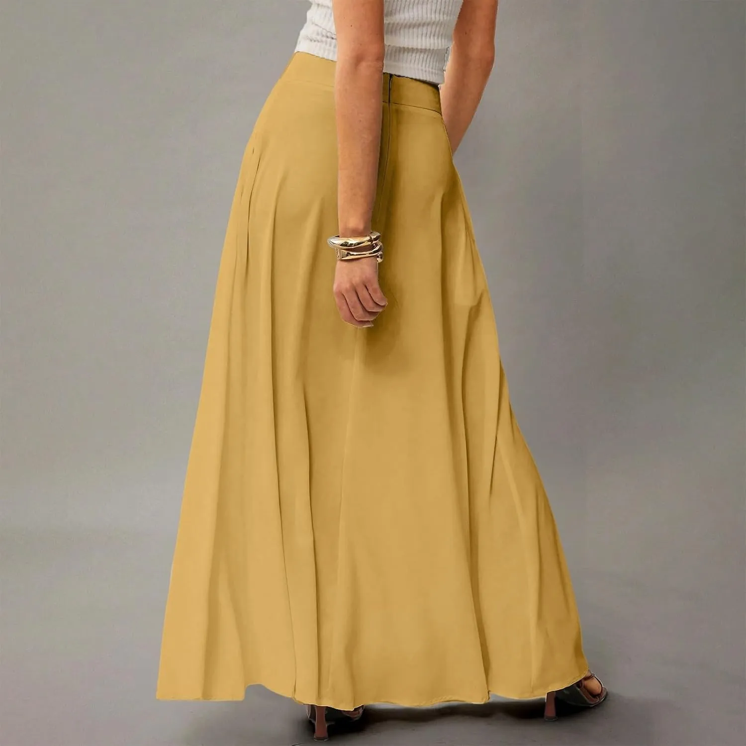 Maxi Floral Skirts for Women Trendy Summer Boho Long Flowy High Elastic Waist Skirts Skorts with Pockets A Line Skirt