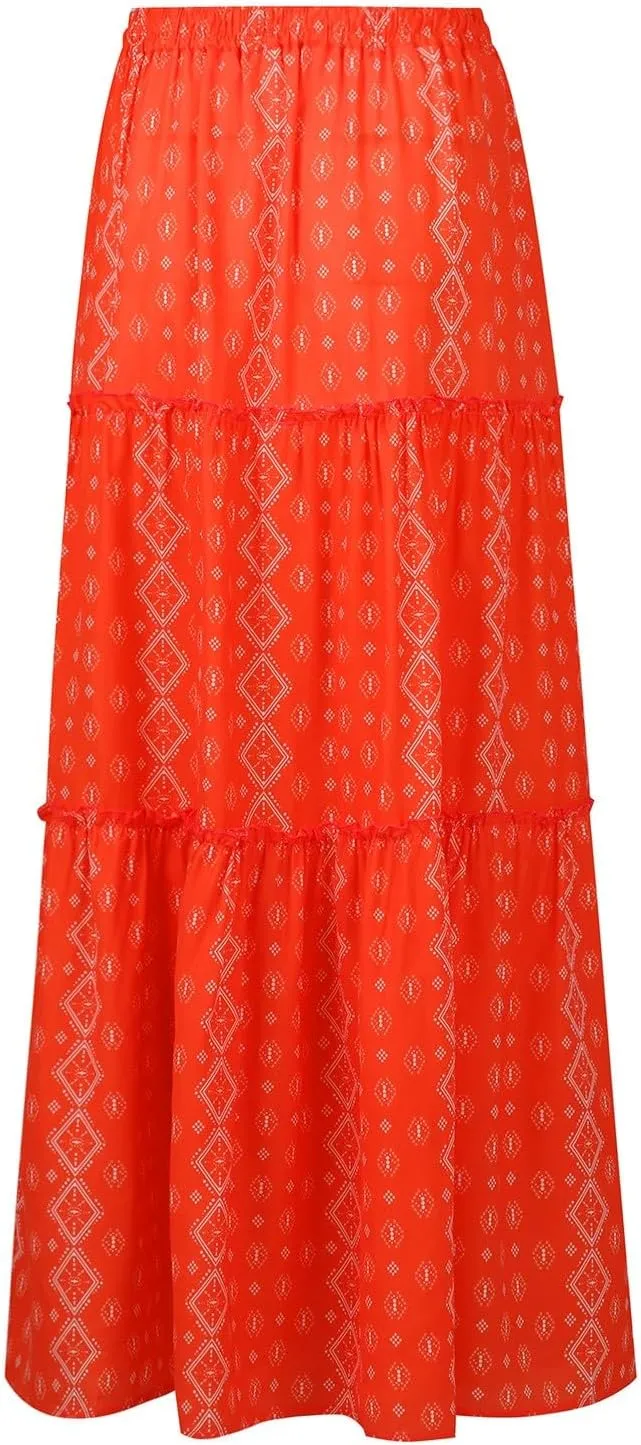 Maxi Skirt for Women 2025 Casual Summer Tiered High Waisted Skirts Pleated Aline Skirt Dressy Long Skirts with Pockets