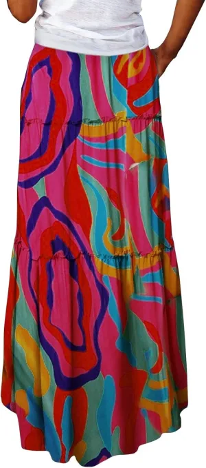 Maxi Skirt for Women 2025 Vacation Summer Tiered High Waisted Skirt Pleated Aline Work Flowy Long Skirts with Pockets