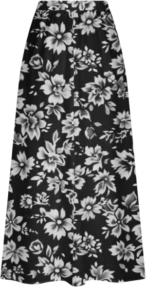 Maxi Skirts for Women Summer Trendy Hawaiian Floral Long Skirt Casual Ruffle A Line Beach Midi Skirt with Pockets
