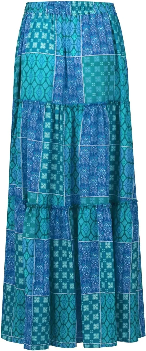 Maxi Skirts,Pleated Flowy Long Skirts for Women 2025 High Waisted Womens Boho Maxi Skirt with Pockets Trendy