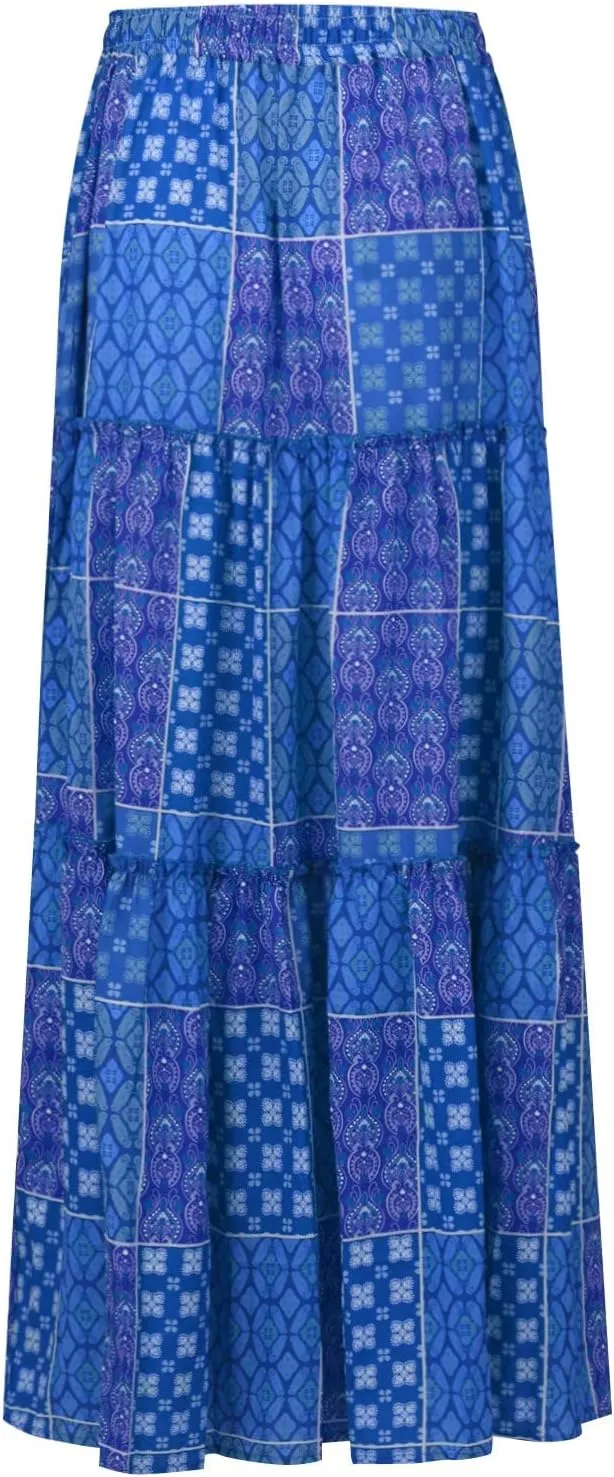 Maxi Skirts,Pleated Flowy Long Skirts for Women 2025 High Waisted Womens Boho Maxi Skirt with Pockets Trendy