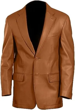 Mens Classic Blazer Genuine Sheepskin Leather Coat