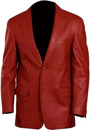 Mens Classic Blazer Genuine Sheepskin Leather Coat