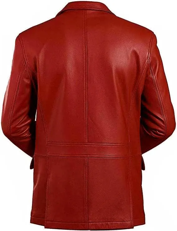 Mens Classic Blazer Genuine Sheepskin Leather Coat