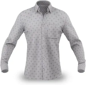 Men's Oxford Shirt with Geometric Print | Long Sleeve Cotton Dress Shirt with Button Down Collar for Casual or Formal Wear