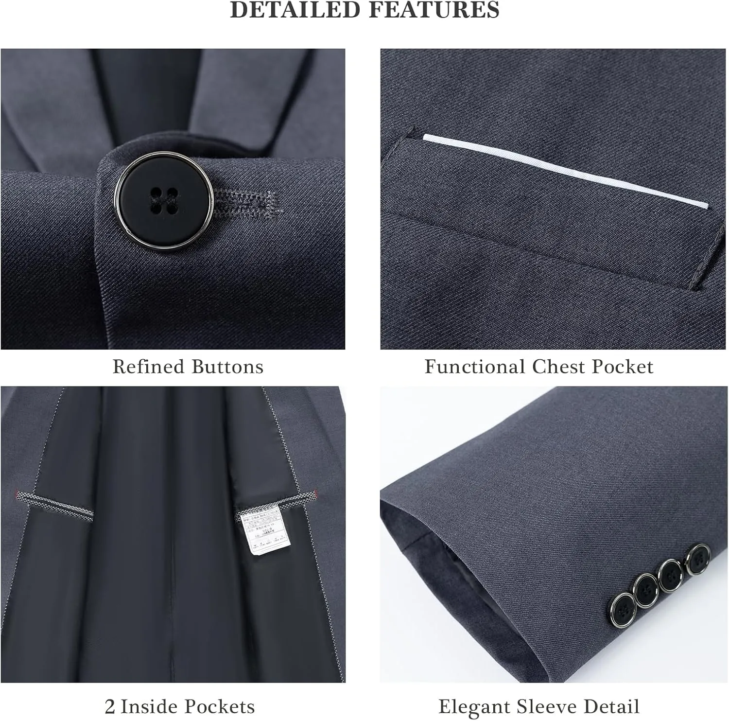 Mens Sport Coats and Blazers 5 Real Pockets Slim Fit Business Casual Men Suit Blazer Suit Jacket