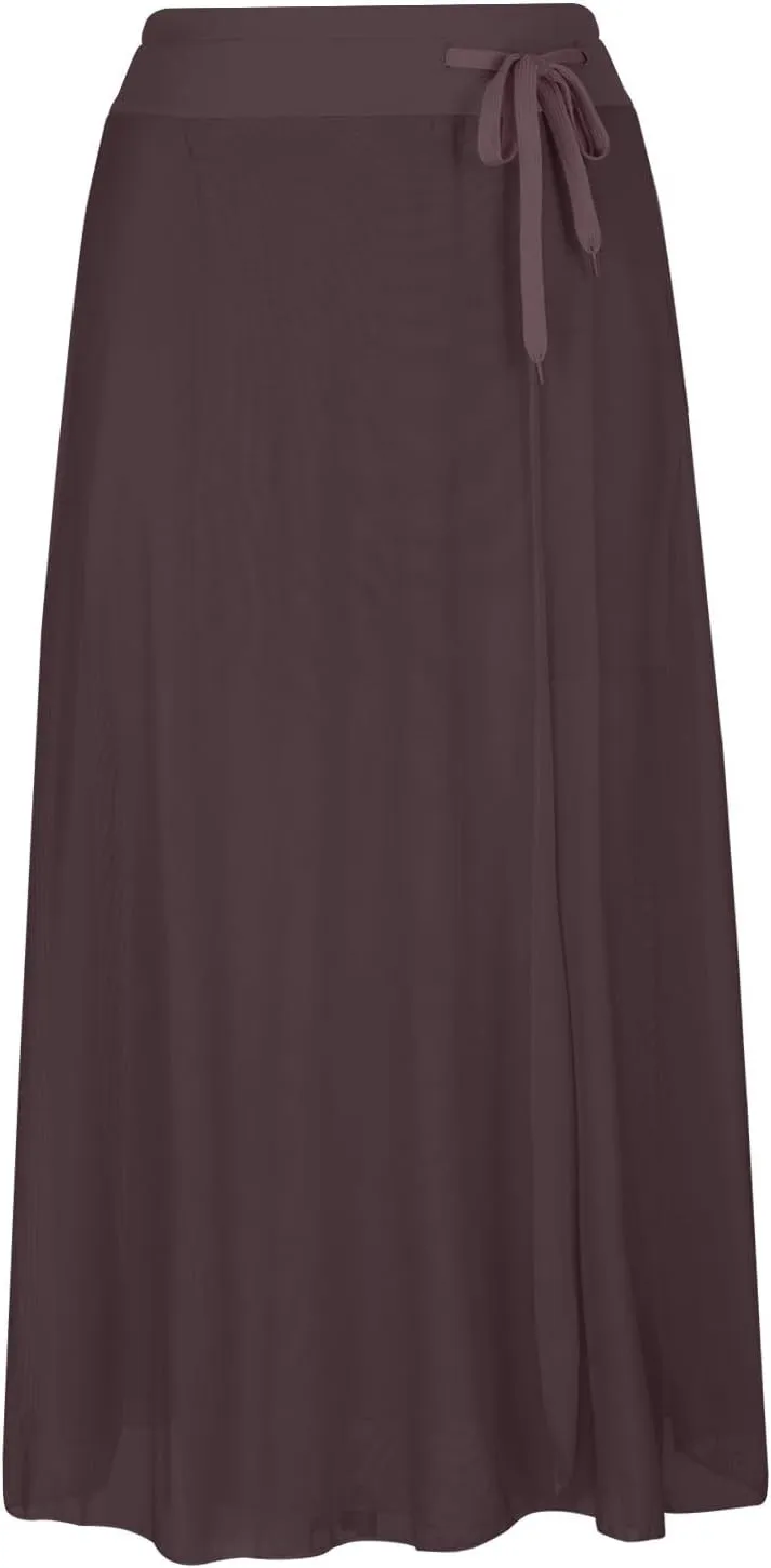 Mesh Tulle Skirts for Women Flowy Lace Up Elastic High Waisted Maxi Skirts Solid Color Pleated Swing Long Skirts