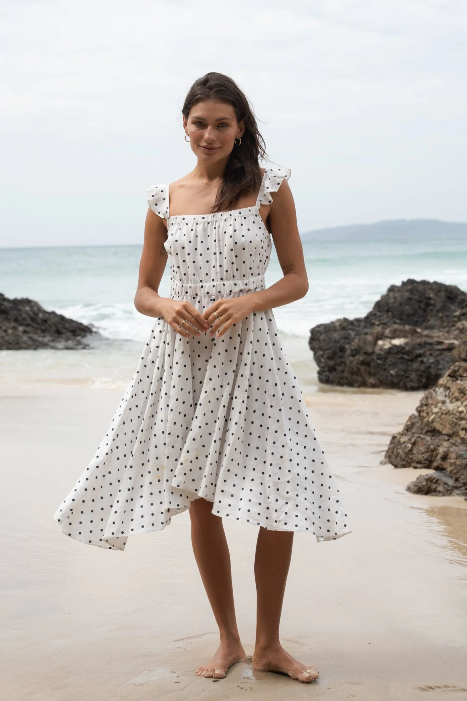 MIA POLKA DOT LINEN DRESS