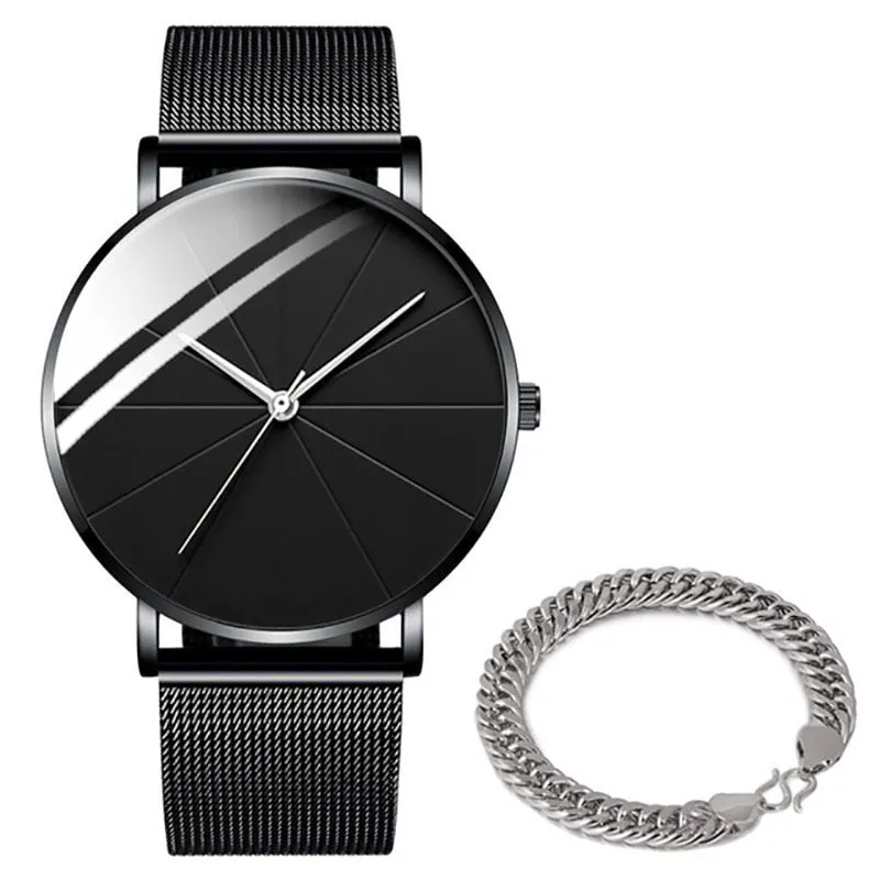 Minimalist Men Fashion Watches Simple Men Business Ultra Thin Stainless Steel