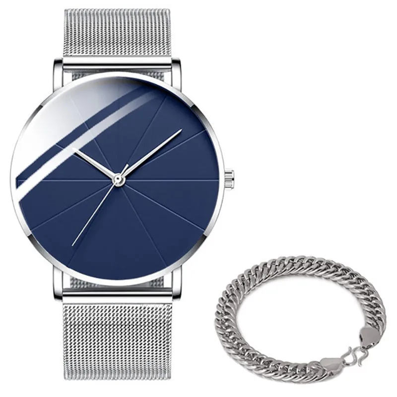 Minimalist Men Fashion Watches Simple Men Business Ultra Thin Stainless Steel