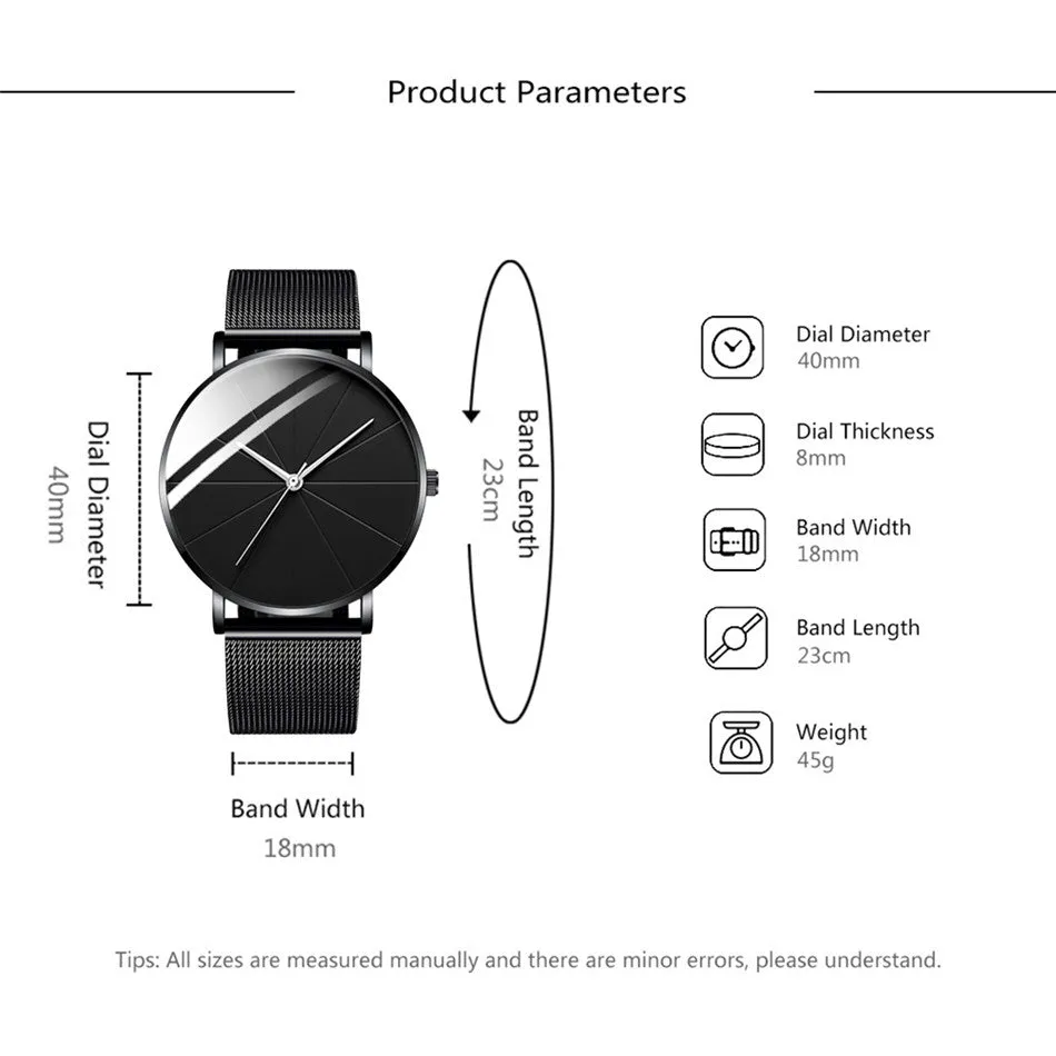 Minimalist Men Fashion Watches Simple Men Business Ultra Thin Stainless Steel