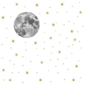 Moon and gold stars Wall Stickers