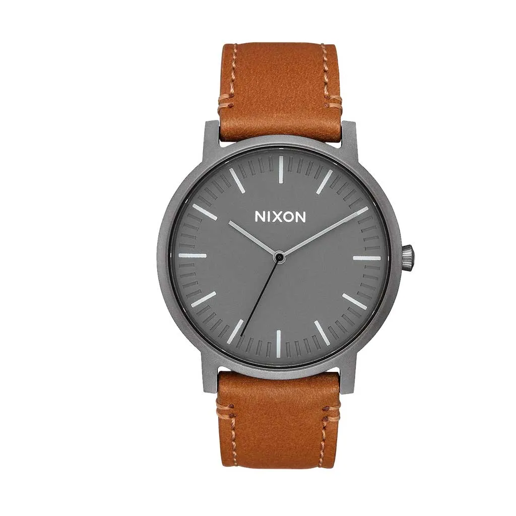 Nixon Porter Leather - Gunmetal/Charcoal/Taupe