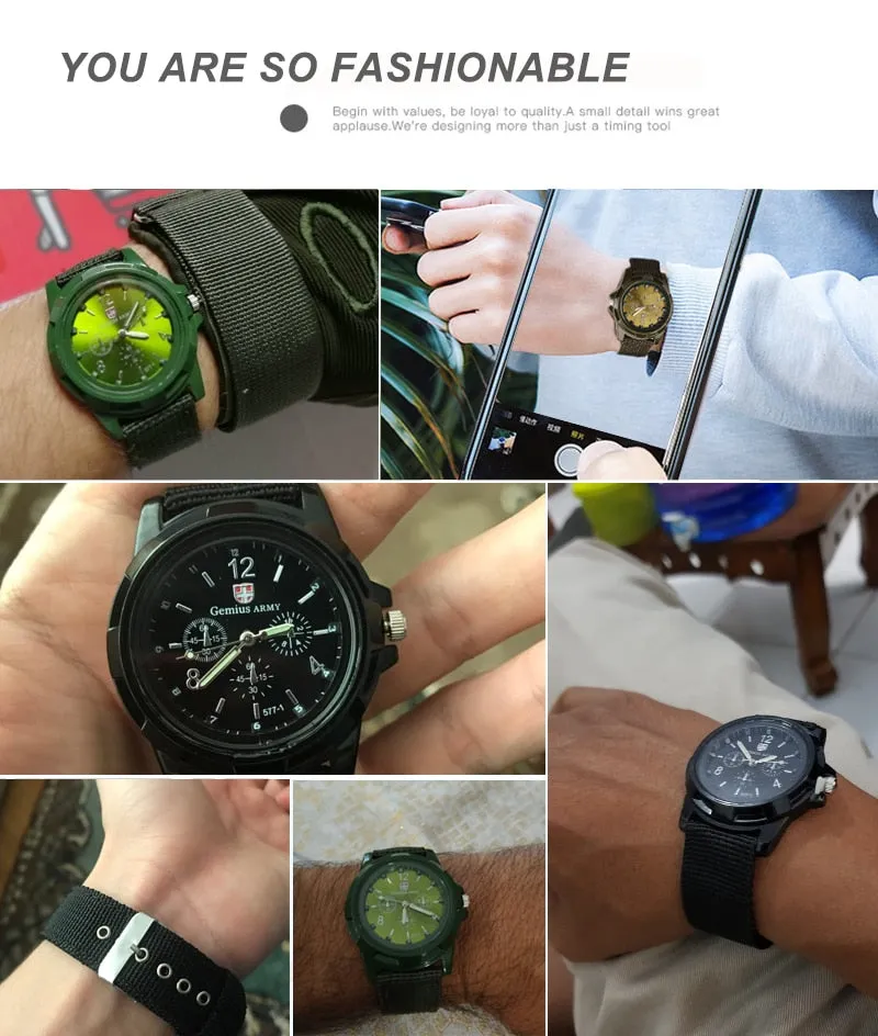 Nylon Band Military Style Watch Men Wrist Watch Quartz Men Sports Watch