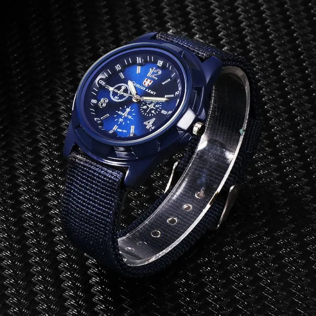 Nylon Band Military Style Watch Men Wrist Watch Quartz Men Sports Watch
