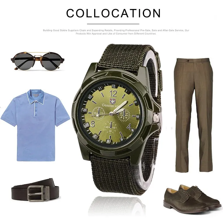 Nylon Band Military Style Watch Men Wrist Watch Quartz Men Sports Watch