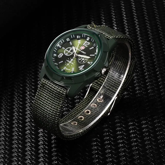 Nylon Band Military Style Watch Men Wrist Watch Quartz Men Sports Watch