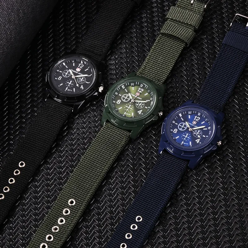 Nylon Band Military Style Watch Men Wrist Watch Quartz Men Sports Watch