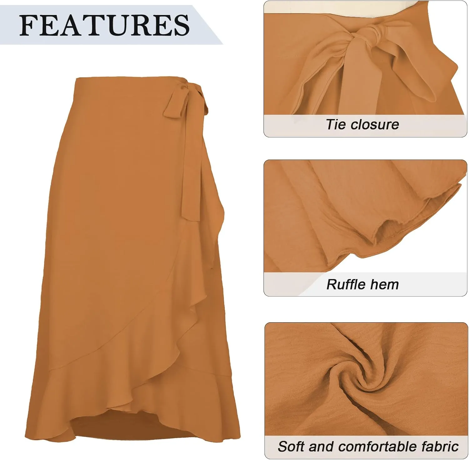 Panegy Ruffle High Low Waist Flowy A Line Boho Skirt for Women Solid Color Floral Print Skirts