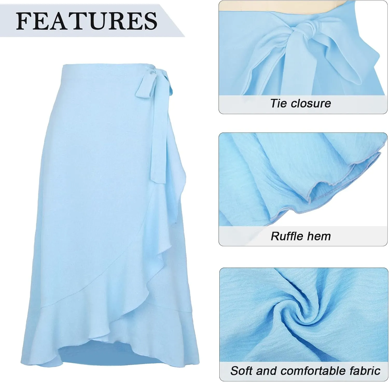 Panegy Ruffle High Low Waist Flowy A Line Boho Skirt for Women Solid Color Floral Print Skirts