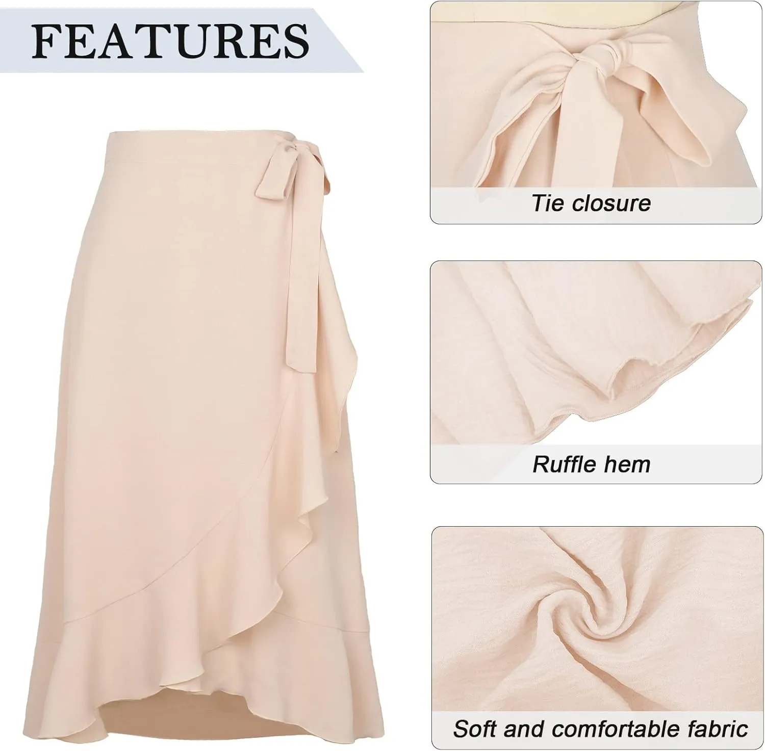 Panegy Ruffle High Low Waist Flowy A Line Boho Skirt for Women Solid Color Floral Print Skirts