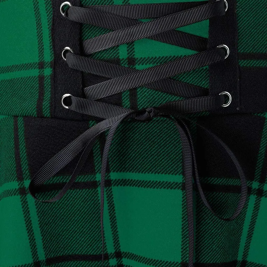 Plaid Pleated Skirt for Girls Women's Sexy High Waisted A-line Mini Skirts Tartan Skater Frenulum Short Skirt Dress
